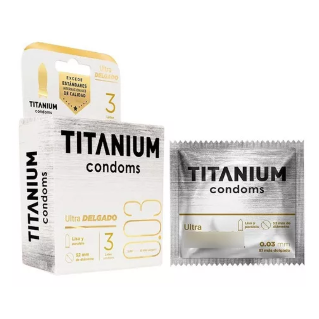 Condones Titanium Ultra Delgado x 3