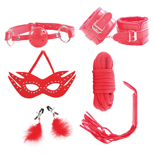 BDSM Kit Bondage 6 Piezas Rojo